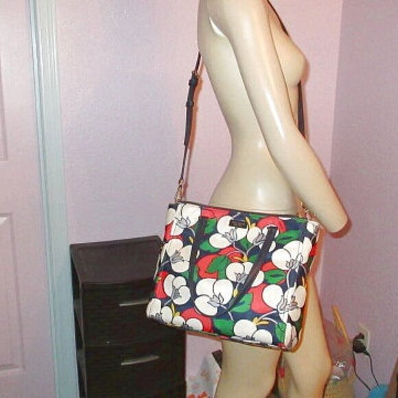 Kate Spade DAWN Breezy FLORAL Satchel SHOULDER Crossbody ORGANIZER Convertible - Picture 1 of 12